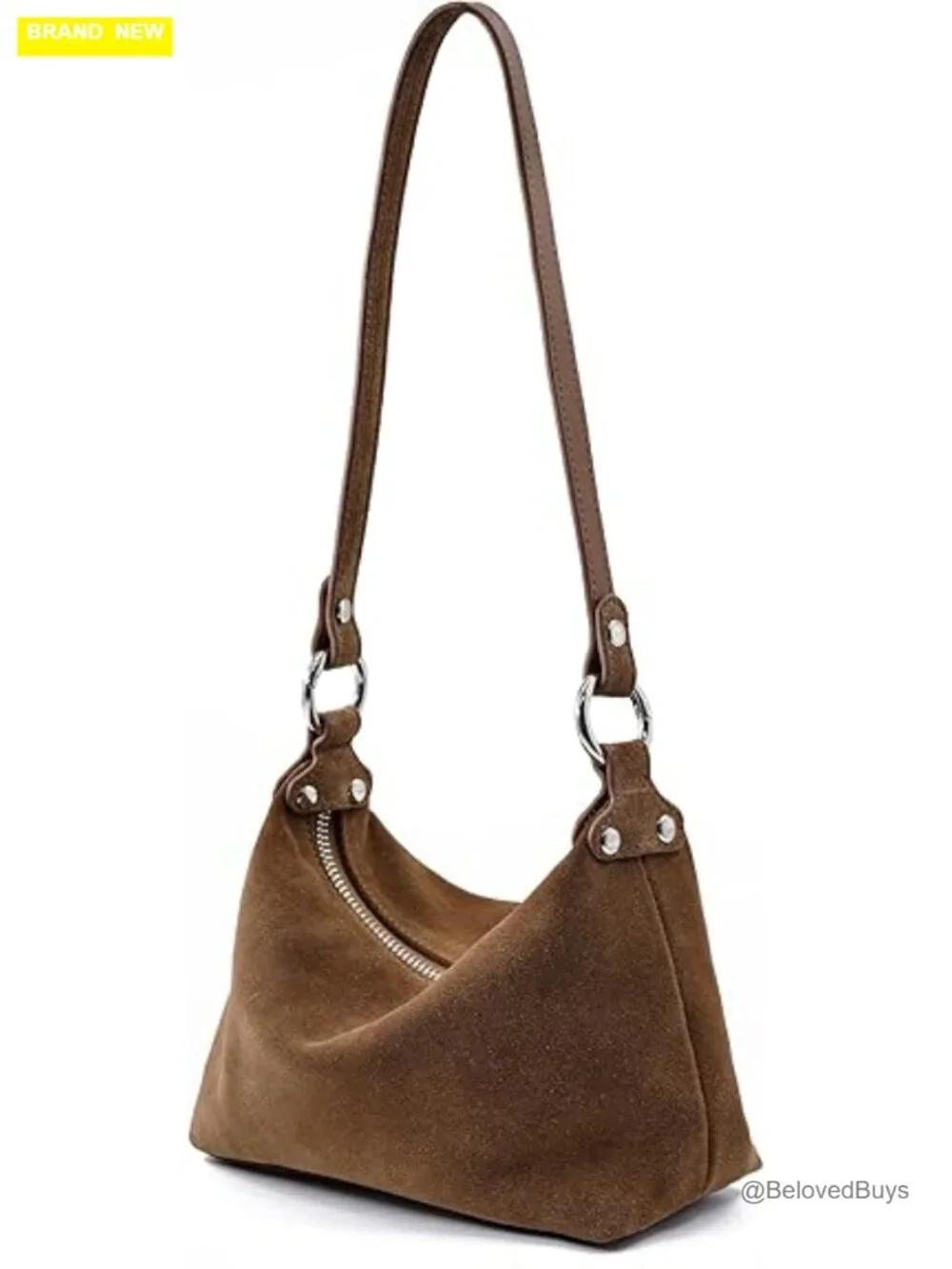 Premium Genuine Suede Leather Hobo Shoulder Bag Crossbody Purse with Adjustable